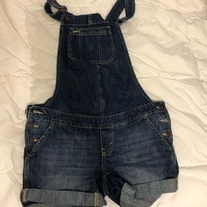 Maternity denim overall shorts